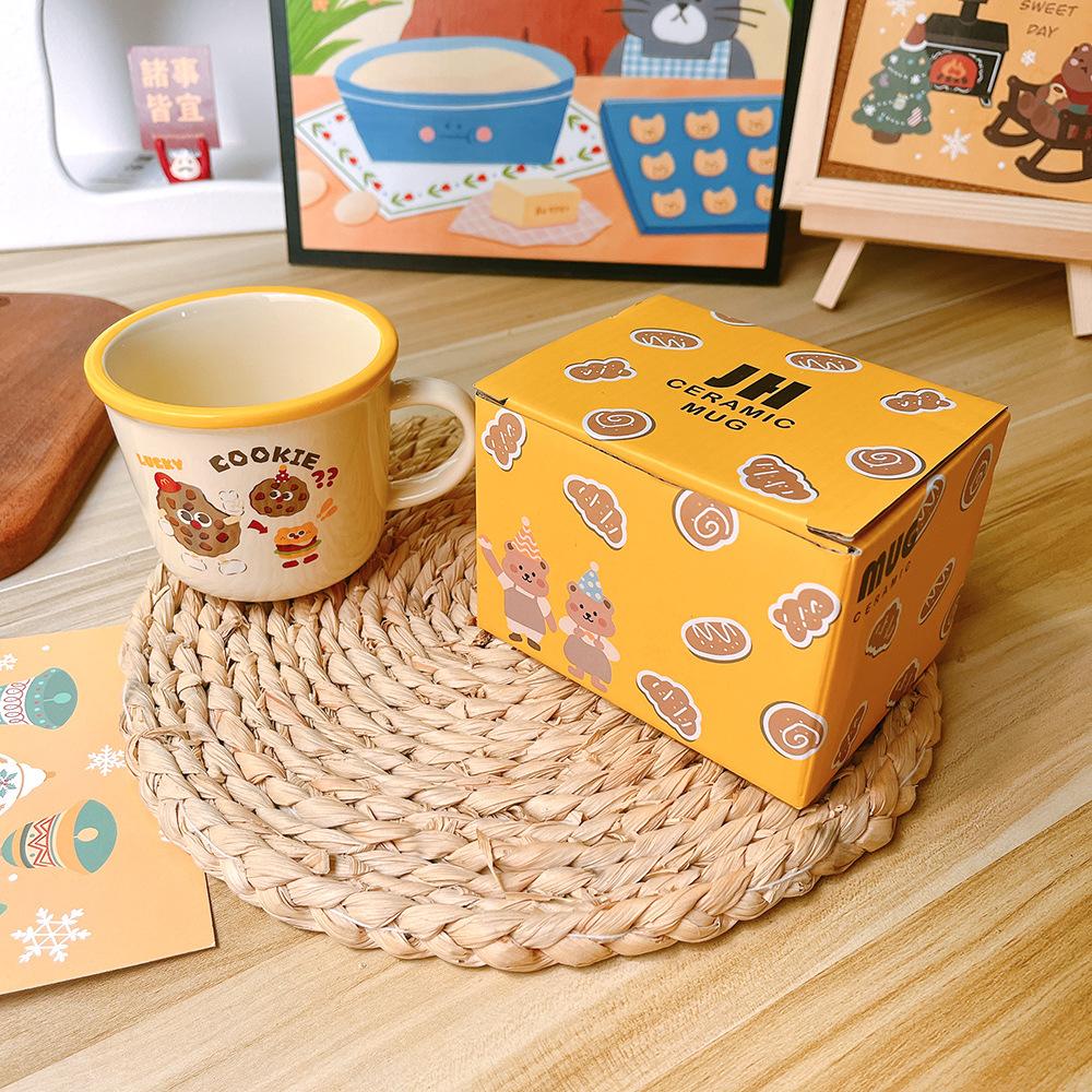 Cute Korean Version Burger Cartoon Ceramic Cup Mug Children's Breakfast Cup Milk Cup Coffee Cup Souvenir