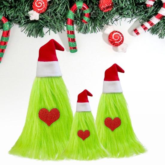 3 Pcs Green Furry Christmas Tree Decoration Fuzzy Elf Xmas Tree Tabletop Decor Soft Faux Fur Table Centerpiece for Living Room Home Kitchen Desk Decor