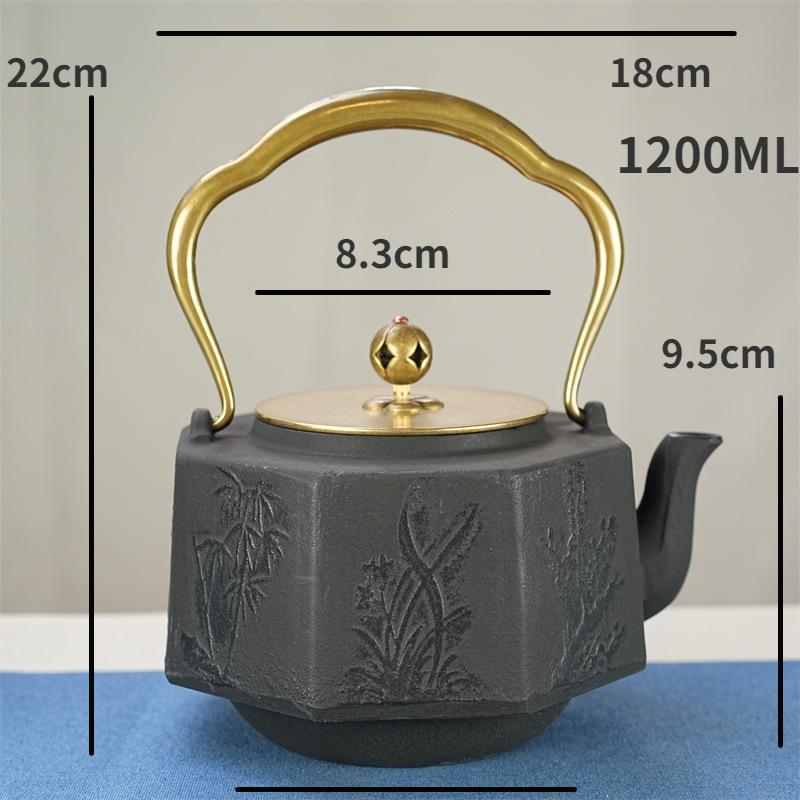 

1200 мл чугунный чайник восьмиугольный японский домашний чайник для заваривания чая ручной работы из железа