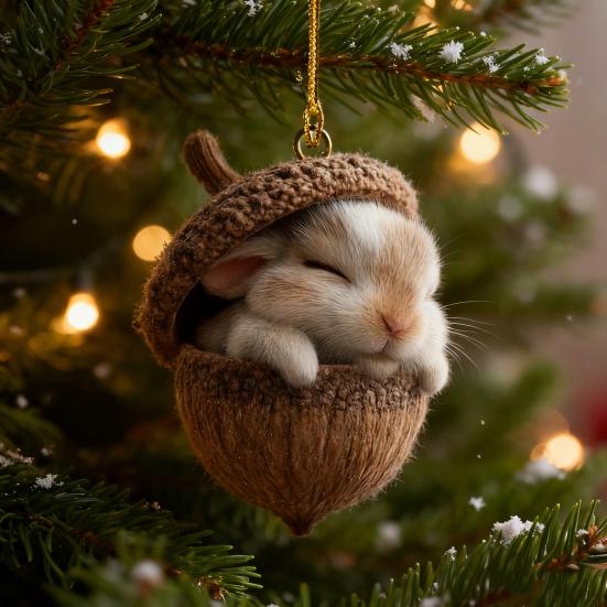 2D Forest Animal Christmas Tree Ornaments Acorn Ornaments Cozy Forest Woodland Creature Acrylic Hanging