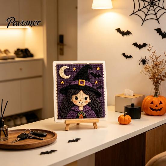 Fun Wool Weaving Materials Halloween Fabric Kit, Spooky Pumpkin Ghost Witch Skull DIY Parent Child Interactive Activity Craft Handmade No Sewing