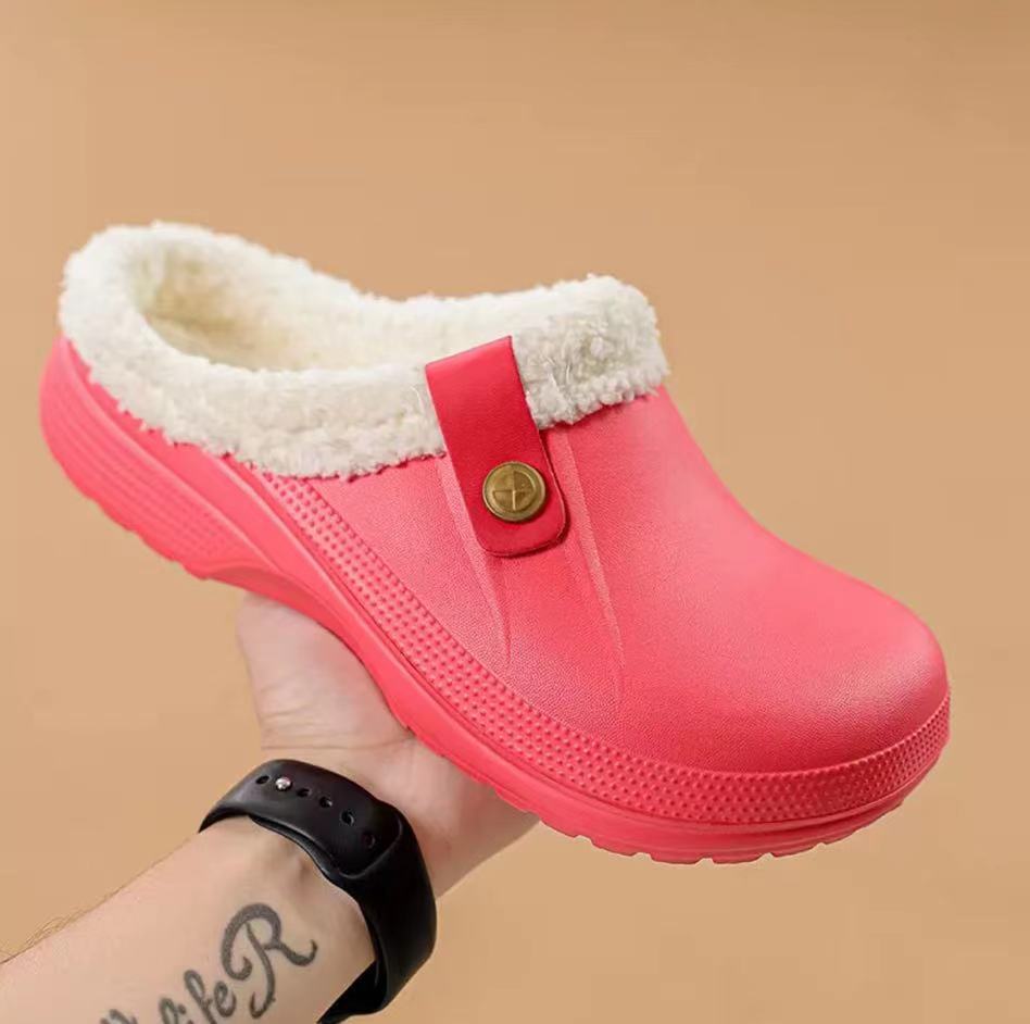 Warme Hausschuhe für Damen und Herren, weiche Plüsch-Hausschuhe, Damen-Clogs, wasserdicht, rutschfeste Baumwoll-Hausschuhe, Größe 46–47