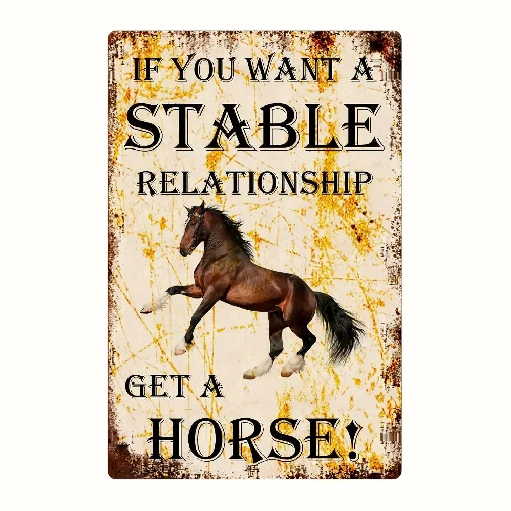 

Vintage Get a Horse Funny Metal Sign Outdoor Home Wall Decor for Hunting Fishing Enthusiasts 20x30cm