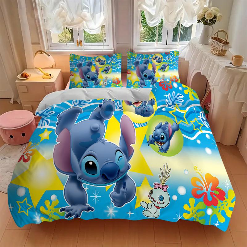 3Pcs Stitch Friends Adventure Bedding Sets For All Sizes New 3D Printed Bed Cover Comforter Duvet Cover Pillowcase Bedroom Decoration