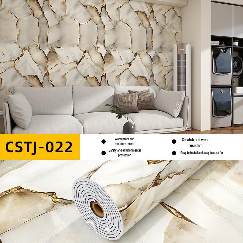 Self-Adhesive Waterproof Imitation Marble Tile Wall Sticker for Bathroom, Living Room, Kitchen, and TV Background.
