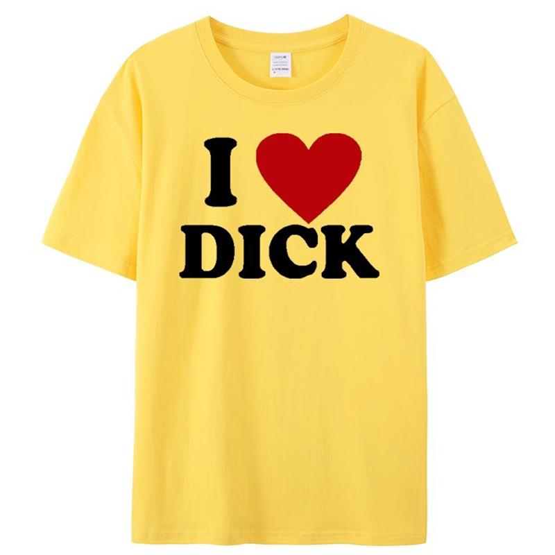 2025 New I Love Dick For Men's T-shirt High Quality Of Hearts Novelty Adult Joke T-shirt Summer Cotton Short Sleeve Couple Dress