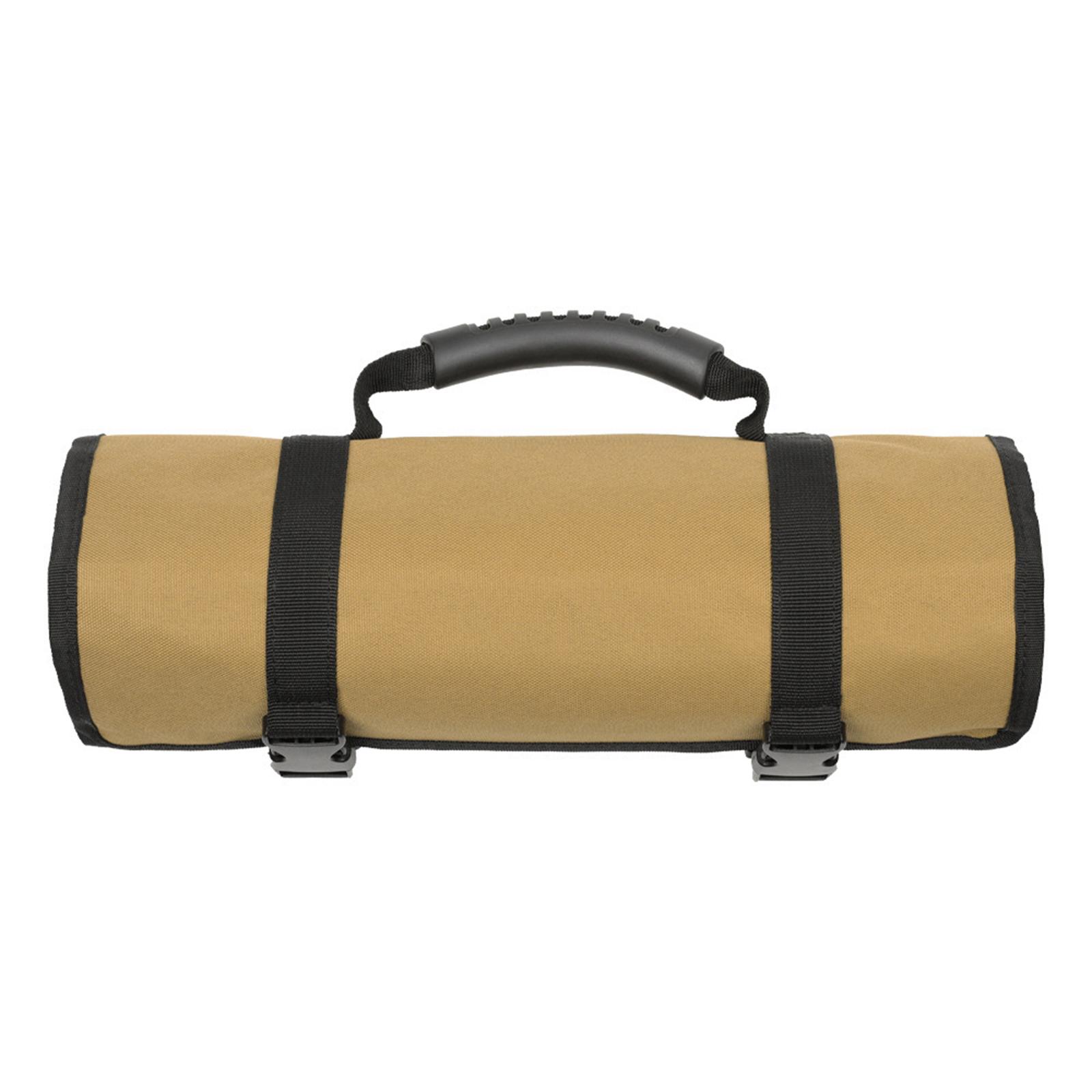 

Многоцелевой органайзер для инструментов, сворачиваемый чехол для инструментов для электрика, сантехника, плотника, механика с множеством карманов коричневый