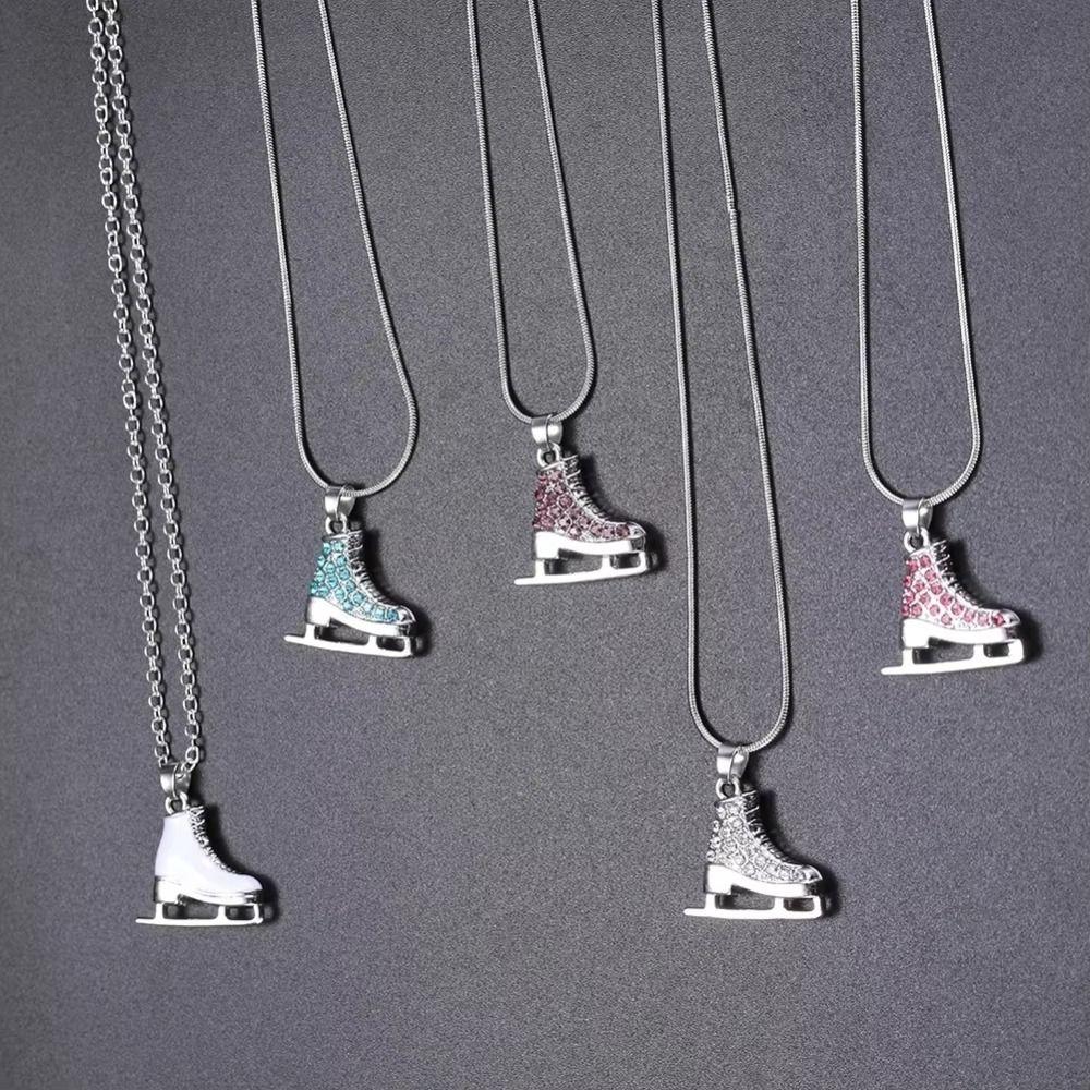 Snake Chain Ice Skate Pendant Sliver Color Figure Skating Pendant Teens Girl