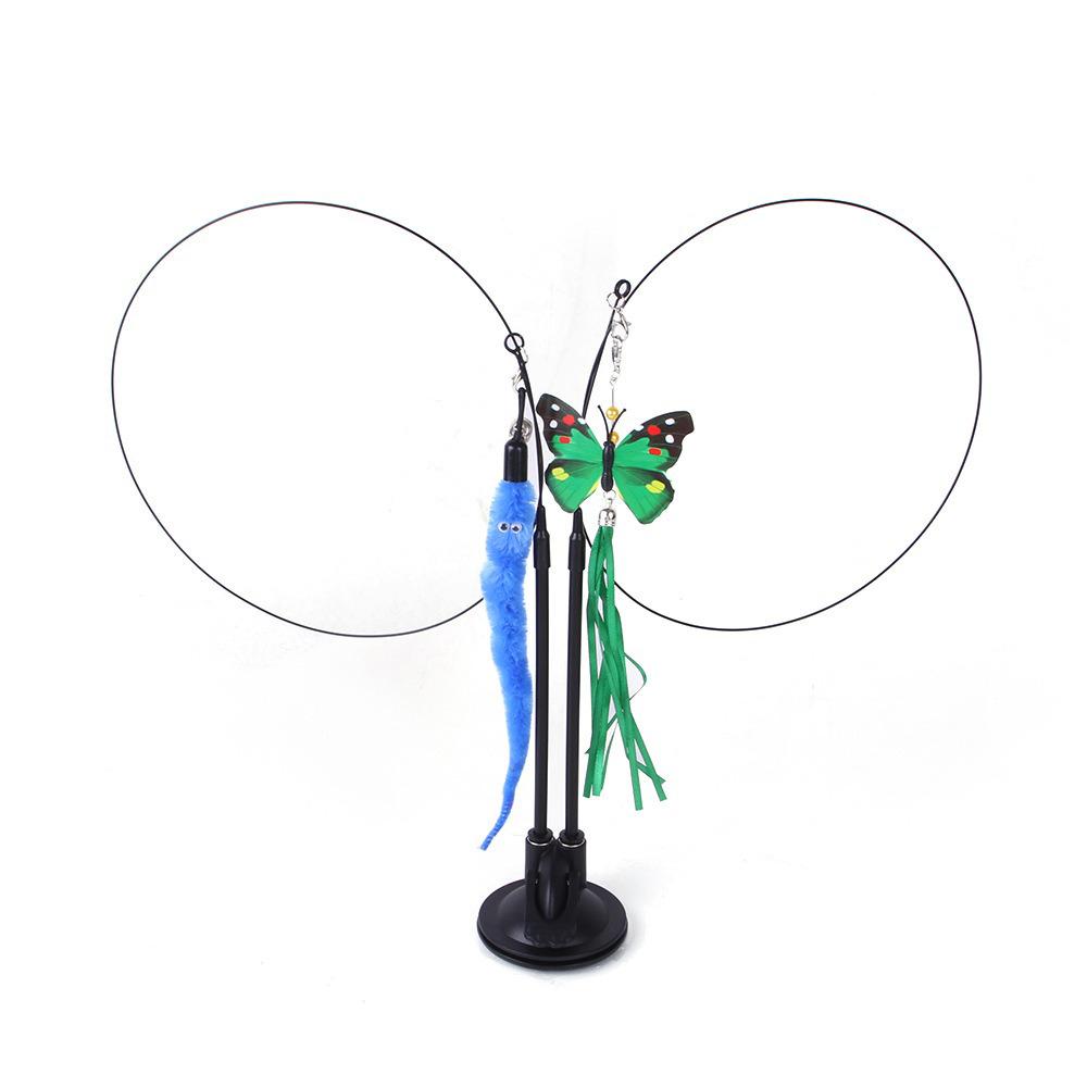 Cat Toys Simulation Bird Interactive Sucker Feather Bird with Bell Cat Stick Toy for Kitten Playing Teaser Wand Toy Cat Supplies