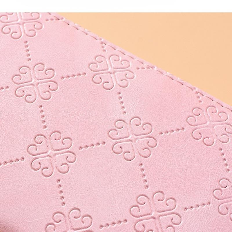 Wallet for women, long, European and American, shiny leather, double zipper handbag, large capacity, double-layer phone bag, frosted wrist wallet