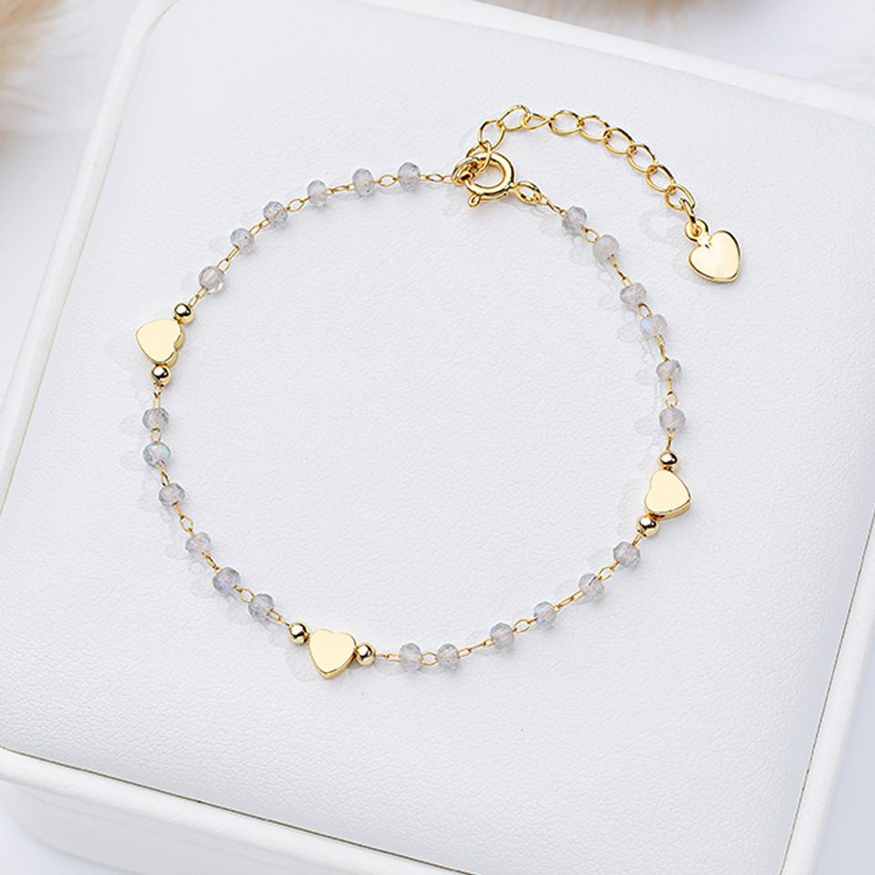 

Браслет из натурального камня на руку для женщин Модная бижутерия Ручная работа Цепочка Браслет Дизайн Сердце 16-19CM