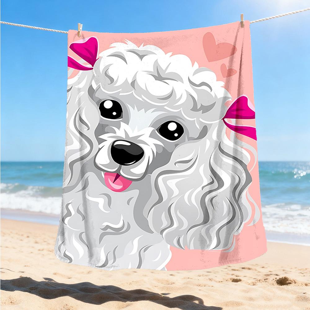 

1pc Poodle , Bow Outdoor Flannel Blanket Soft All Season Polyester Throw , Perfect for Picnics & Travel , Picnic Accessory 80x120cm