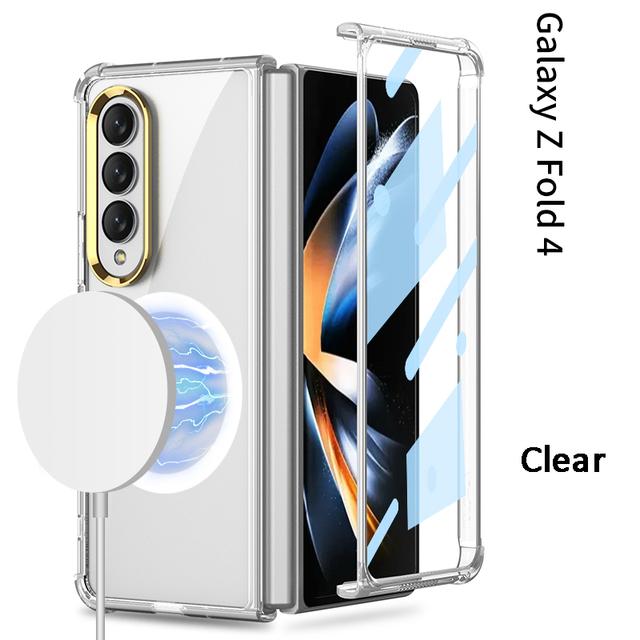 

Чехол с подушкой безопасности для Samsung Galaxy Z Fold 4 5g Fold4 для Magsafe с магнитной беспроводной зарядкой и пленочной крышкой на переднем экране For Samsung Z Fold 4 чистый