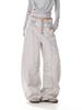 Unisex High Waist Barrel Jeans Loose Fit Streetwear Wide Leg Jeans Vintage American Zip Fly Stretch Denim Trousers