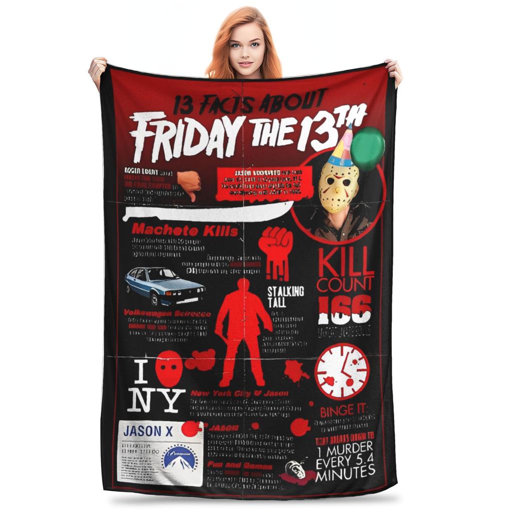 Friday 13th Jason Voorhees Gift Blanket For Men Women Cozy Soft Horror Movie 2024 Blankets for Bed 50x60 Inches Multiple Sizes