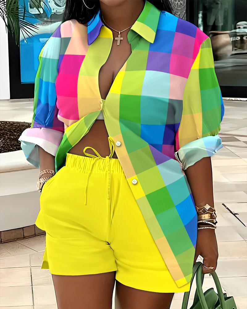 

Женский модный комплект из двух частей с принтом: Элегантный европейский и американский стиль 3XL