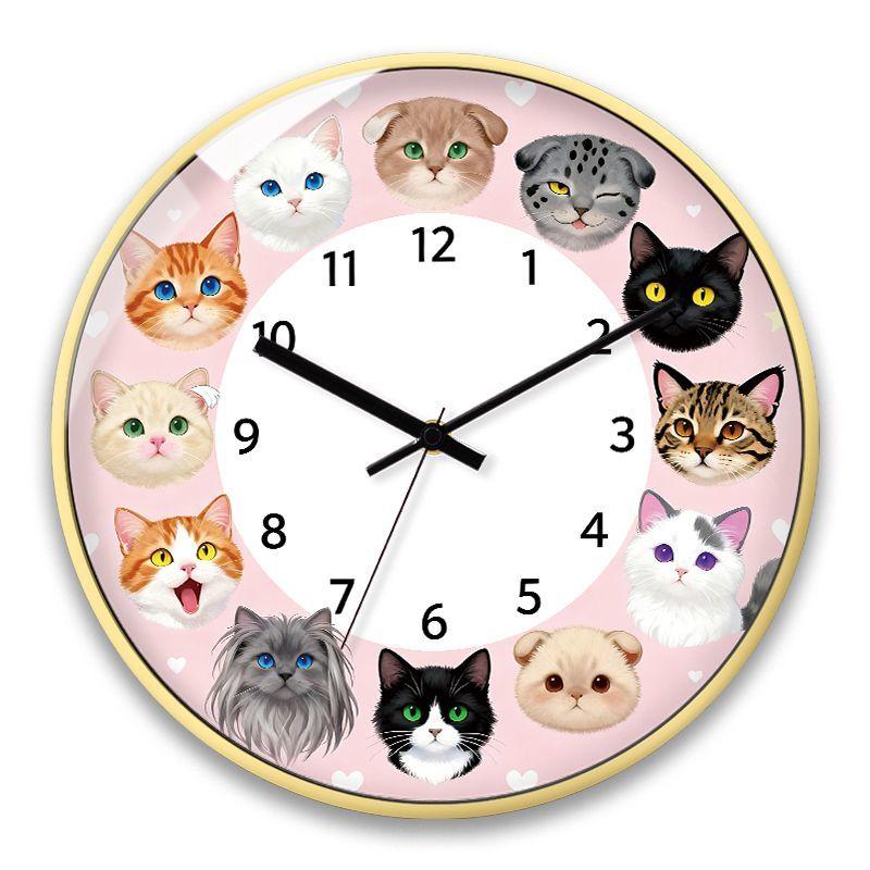 Children's Silent Cat Wall Clock Cartoon Clock Cute Creative Clock