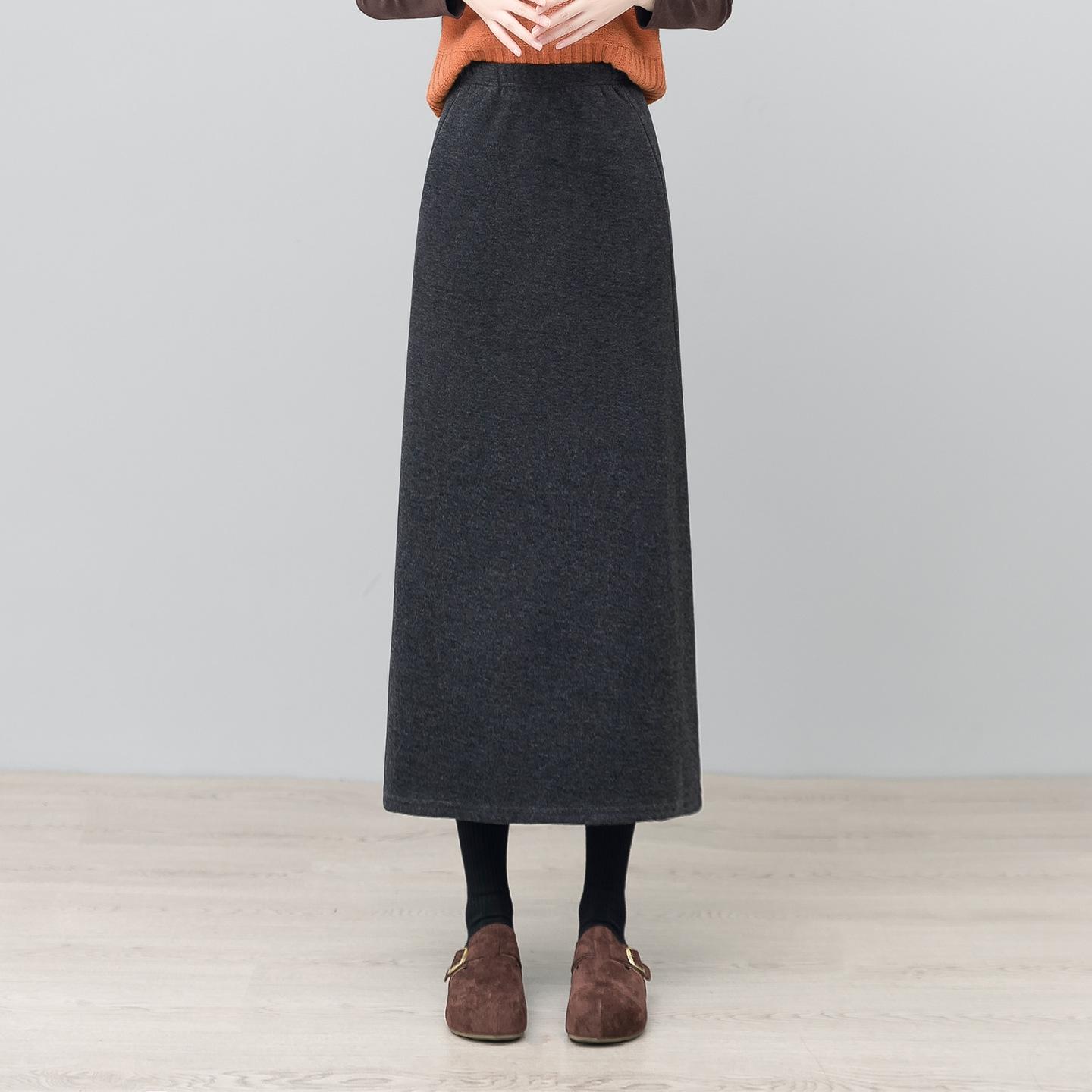 

Women s Gray Wool Slimming Midi Skirt: Casual, Comfortable, and Drapey for Autumn/Winter 29 серый