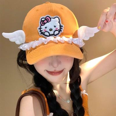 Cute Little Wings Kitty Cat Baseball Cap Female Y2k Wide Brim Show Face Small Cap Sweet Versatile Hat