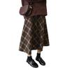 Dámská midi sukně s vysokým pasem áčkového střihu vlněná sukně kostkovaný vzor zeštíhlující sukně do půli lýtek denní domácí streetové oblečení