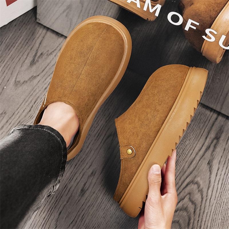 2025 Platformové polobotky pro muže Mokasíny Pantofle Kůže Mužské Nazouváky Silná podrážka Mulky Sandály s uzavřenou špičkou Venkovní Nazouvací Ploché boty