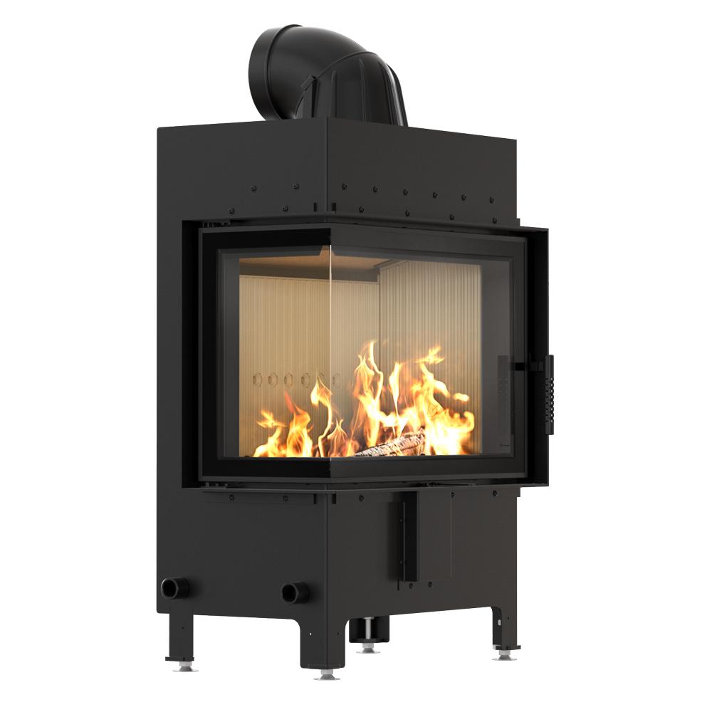 Steel fireplace KRATKI LUCY left 12 kW Ø 200 self closing door