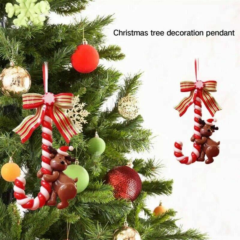 3 pezzi di ornamenti da appendere per bastoncini di zucchero di Capodanno con decorazioni per albero di Natale di Babbo Natale con pupazzo di neve per l'albero di Natale della festa del festival