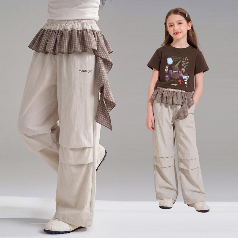 MonTAGUT Girls  Ruffled Straight-Leg Casual Pants 140 хаки