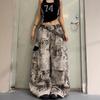 Unisex Wide-Leg Cargo Jeans With Leopard Print Patchwork Relaxed Fit Streetwear Denim Pants