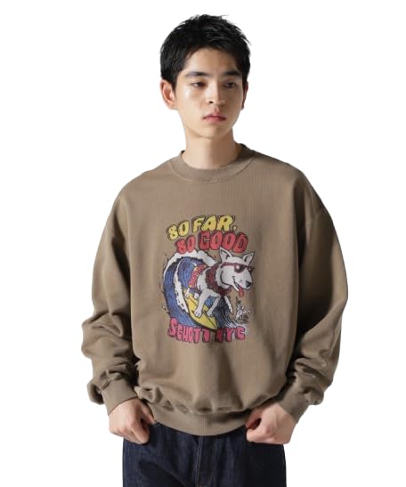 

Schott CREW SWEAT SURF DOG Crew Neck Sweatshirt, Surf Bulldog, Men s, Size L, 383, Cafe, 782-4232014