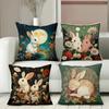 Vintage Cottagecore Rabbit Floral Throw Pillow Covers Pattern Cushion Cover Suitable for Sofa Bedroom Car Pillow Cover