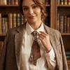 Y2K Preppy Necktie Oval Decorative Neck Tie Chic Plaid Bow Tie  JK Uniform