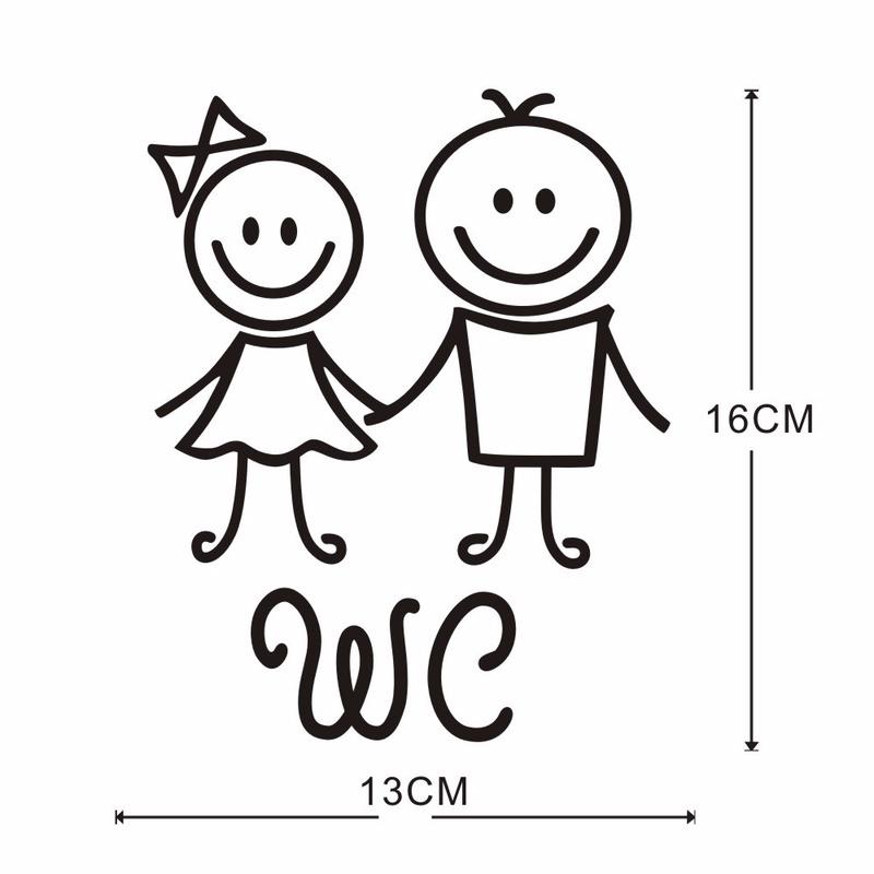 2pcs Funny Bathroom Toilet Stickers Fashion Style Door Stickers