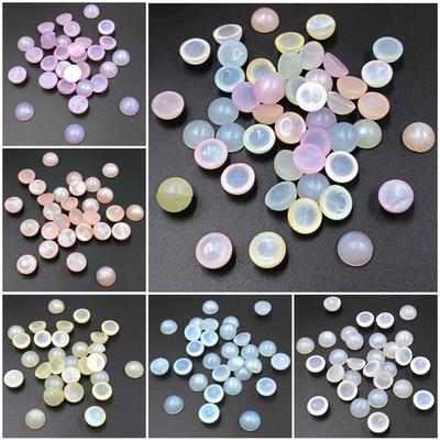 Vysoce kvalitní kulaté DIY šperkové doplňky Ručně vyráběné 30ks Korálky bez pórů Jemný třpyt Polokruhový záplata Barva makronky 10mm/12mm Akrylový materiál