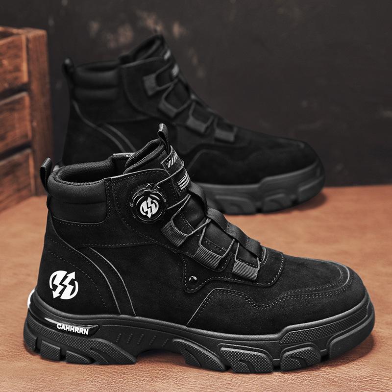 

Большие желтые ботинки с вращающимися пуговицами, осенне-зимние, новые кожаные высокие ветрозащитные спортивные модные ботинки Martin, модные мужские ботинки 44