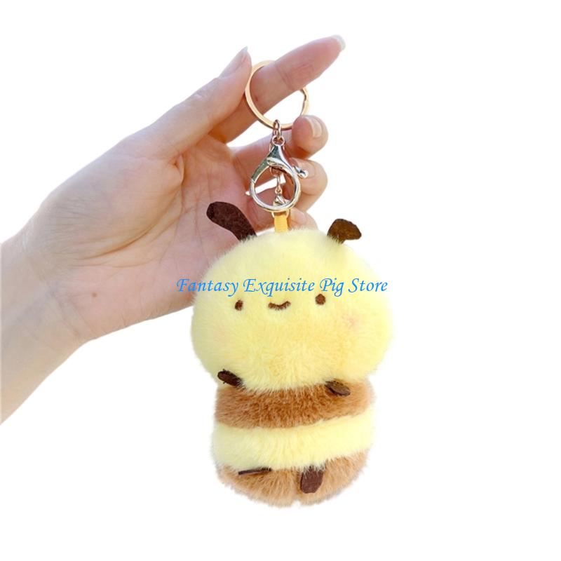 HXBF Honeybee Toy Keychain Soft Stuffed Animal Bag Charm Backpack Pendant Accessory