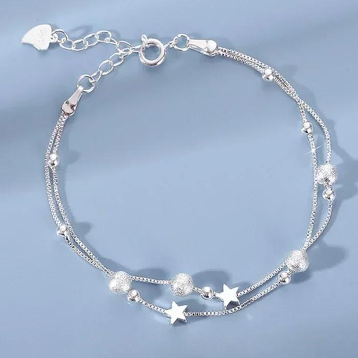 925 Silver Bracelet for Men Women Minimalist Twisted Rope Chain Unisex Couple Jewelry Gift