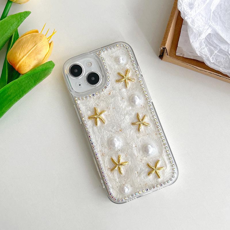 

Starfish Bow Pearl Phone Case for Apple 17 Promax All Inclusive for IPhone 16 Plus Anti Drop Women s Edition For iPhone 7/8/SE 2020