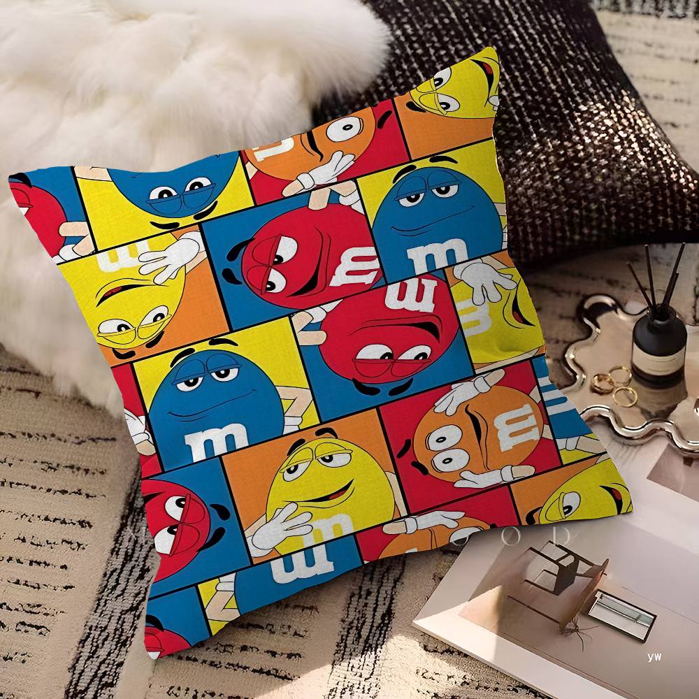 Classic M_M&M Chocolate Pillow Anime Pillow Sofa Bed Head Pillow Cover Cushion Cover 45X45 Cm Fashion