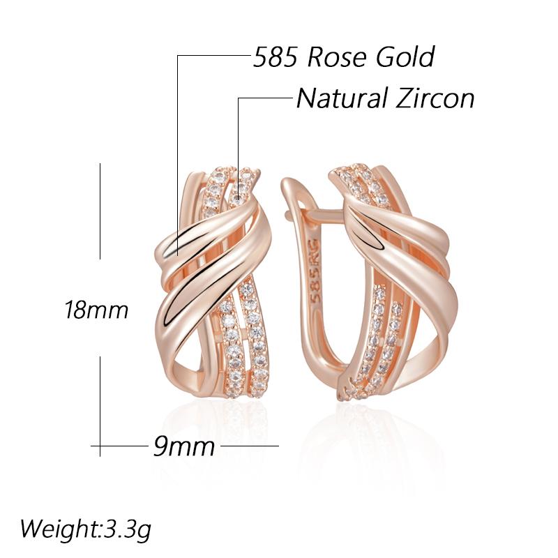 Rose Gold Color Ethnic Bride Drop Earrings For Women Unique Geometry Natural Zircon Accessories Daily Fine Jewelry