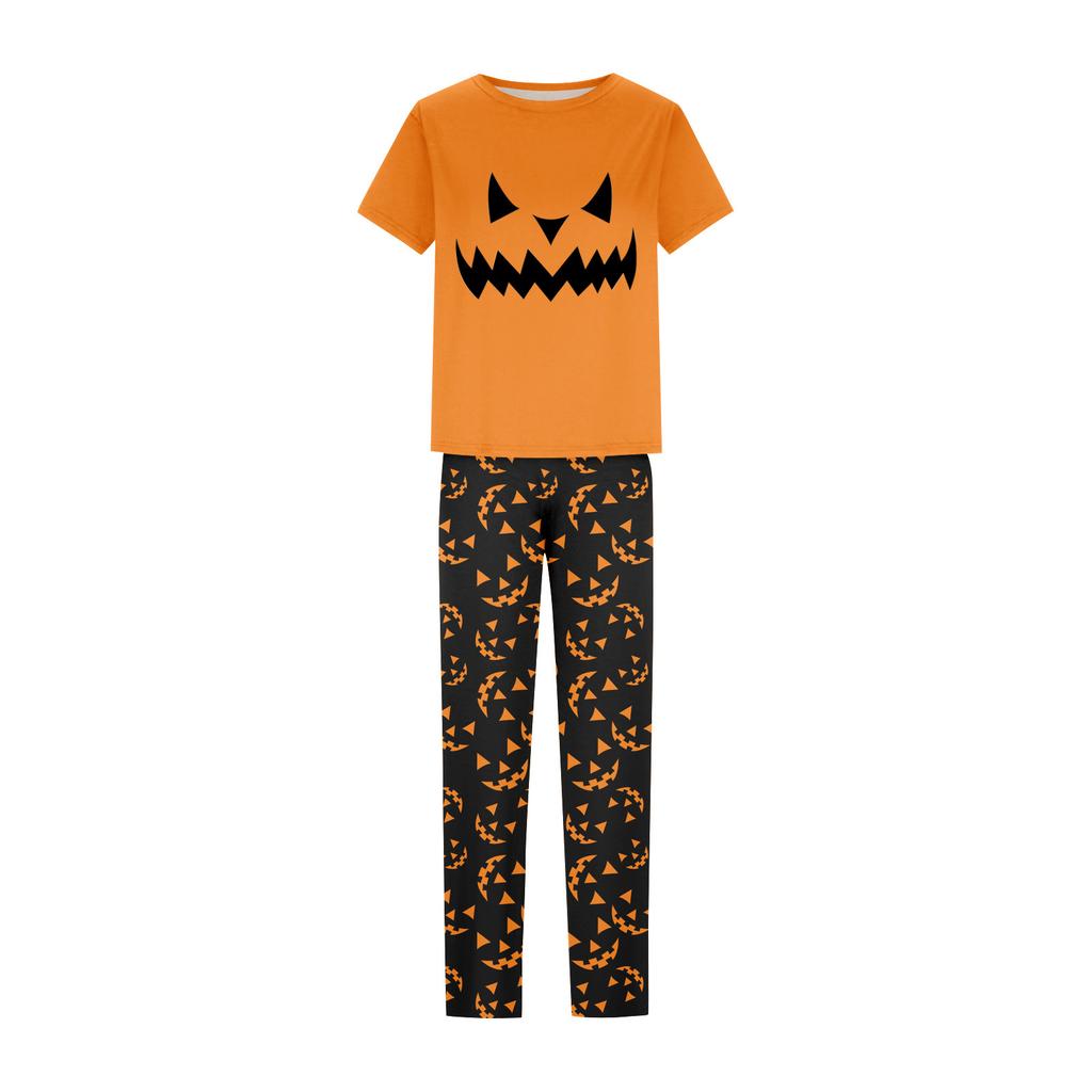 Print Cute Family Set Pajamas, Home Clothes, Family Set short Sleeve Top Pants Set