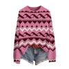 Women's Fashion Soft Long Sleeve Printed Neck Pullover Sweater for Fall Winter