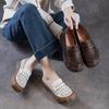 The First Layer of Cowhide Retro Hole Shoes for Women's New Spring and Summer Breathable Hollow Leather Soft-soled Single Shoes