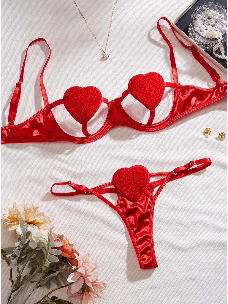 Sheer Desire Exposed Bust Lingerie Set – Alluring Hollow-Out Bra