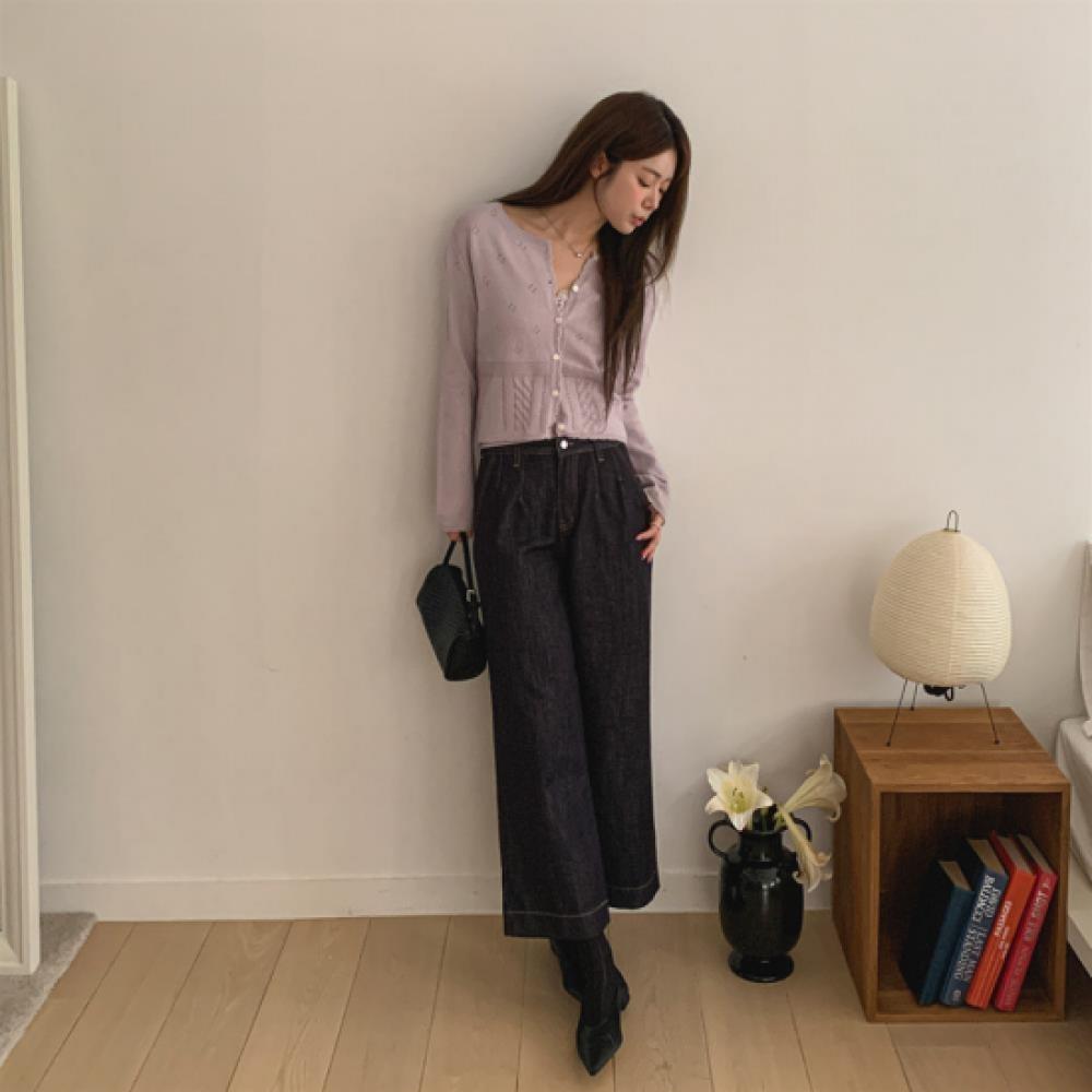 New ArrivalS Open Run Women S High waiSt 9 Length Wide Denim pantS Dark Blue