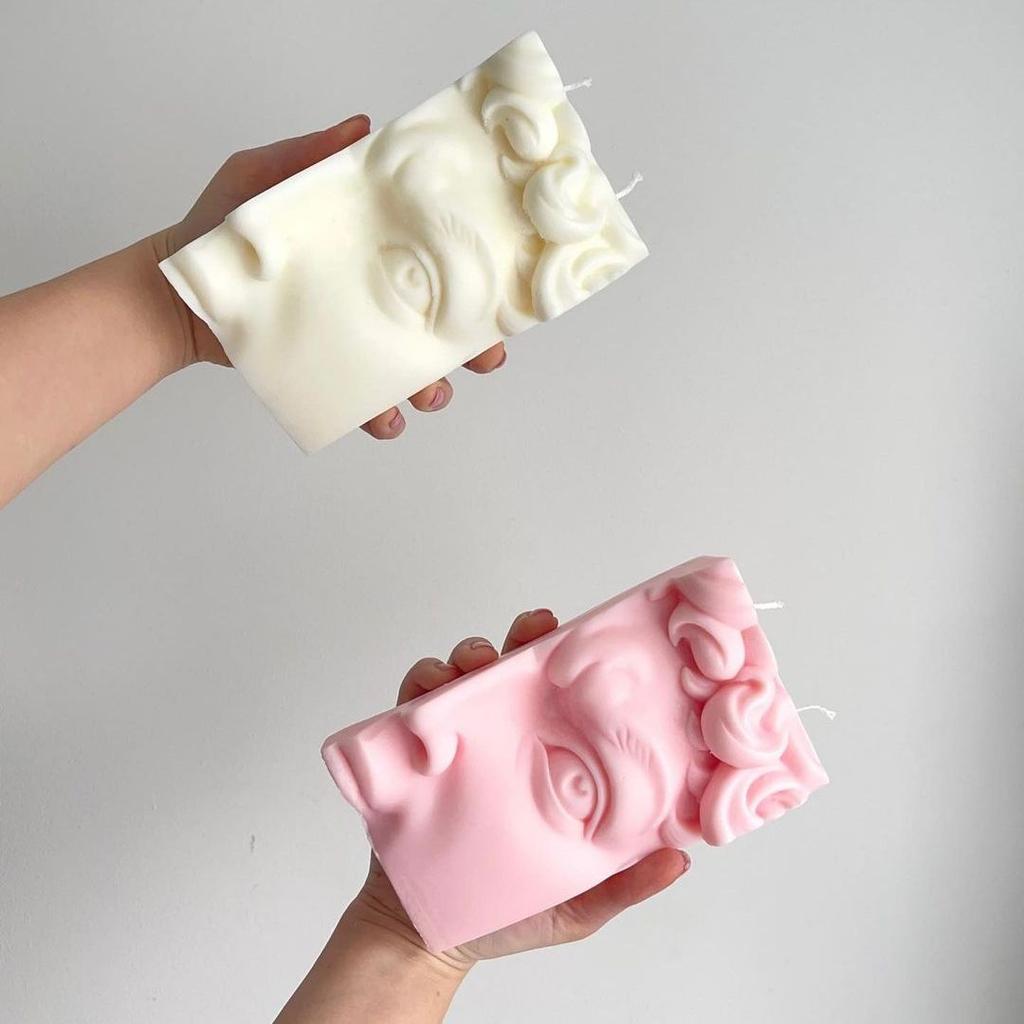 Statua Sztuki Zachodniej Forma na Świecę Ozdoby Ręcznie Robione Wosk Gips Mydło Narzędzia Rzemieślnicze DIY Silikonowa Forma do Mydła Dawid Pół Twarzy