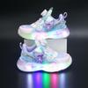 Light-up girls' sneakers, mesh, breathable, lightweight, versatile girls' shoes, trendy shoes for young girls