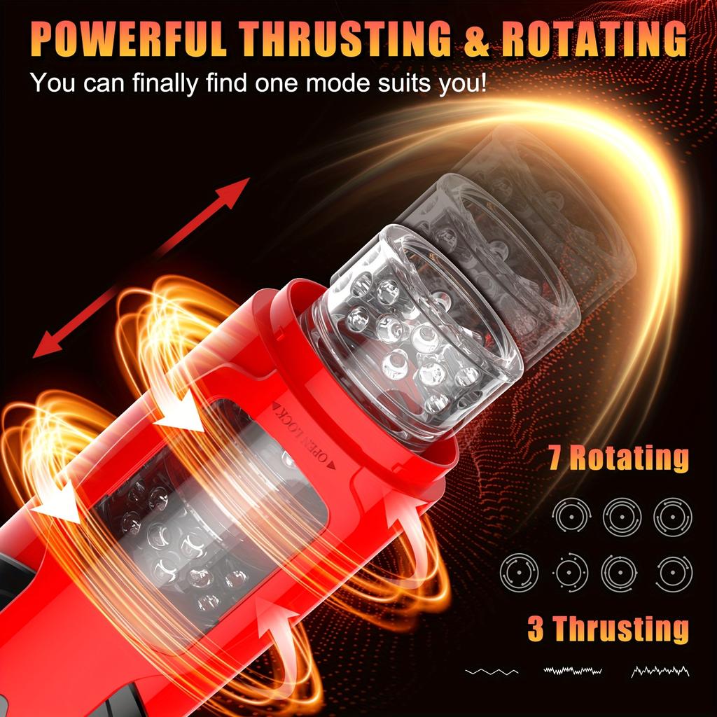 1pc Automatic Male Masturbator Cup, Penis Pump Enlargement, Fully Waterproof Male Masturbators Sex Toy Pocket Pussy With 7 Sucking Rotating, Blowjob M