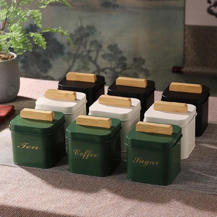 Bamboos Lid Canister For Coffee Bean Loose Teas and Candy Food Storage Container Jar Kitchen Organization Tool