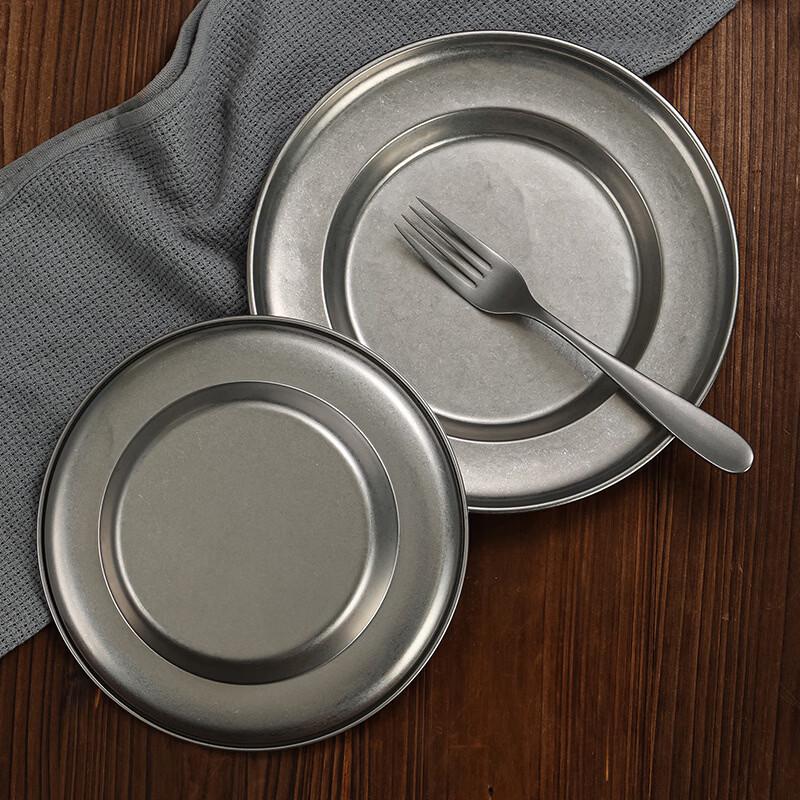 ZISIZ Vintage 26cm Stainless Steel 3-Compartment Serving Plate
